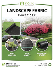Product info for landscape fabric 4' X 50' by Planta Greenhouses with product features and usage scenarios.